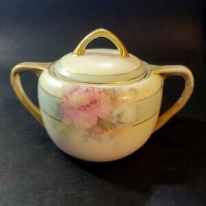 Royal Rudolstadt (Prussia/Germany) Hand-Painted Porcelain Sugar Bowl with a Lid